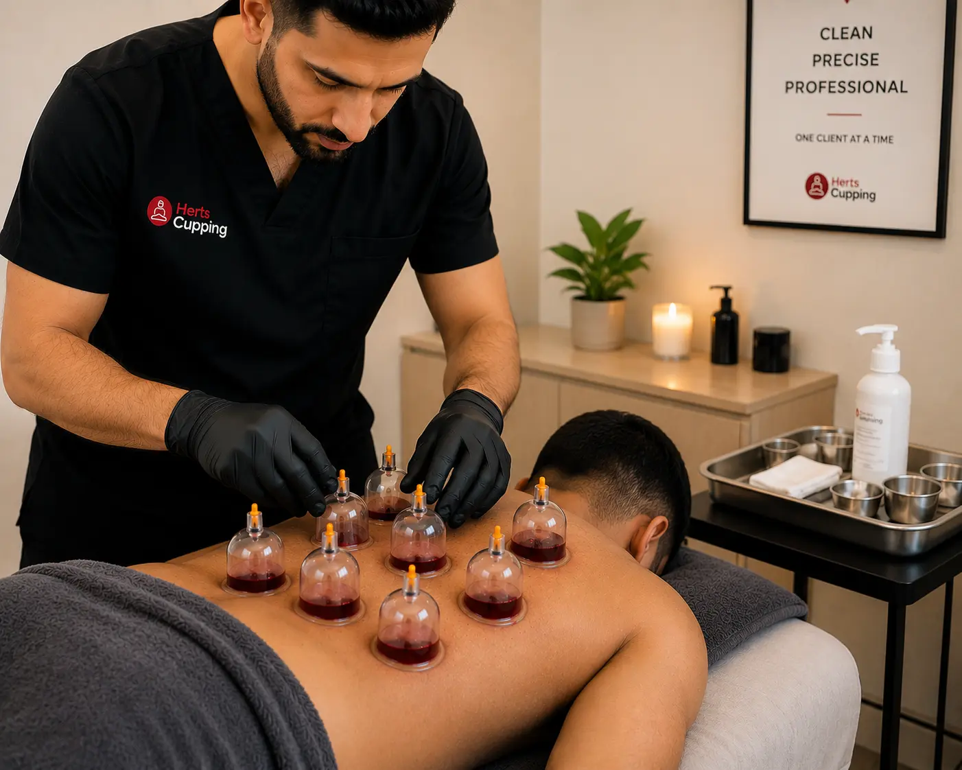 Wet cupping Hijama treatment at Herts Cupping in St Albans