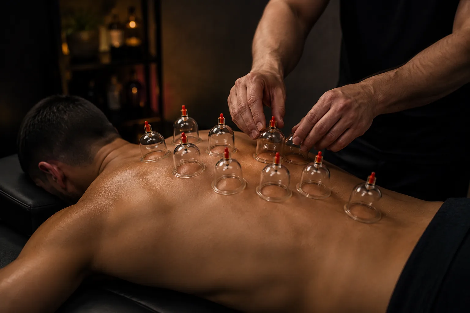 Dry cupping used within a recovery session